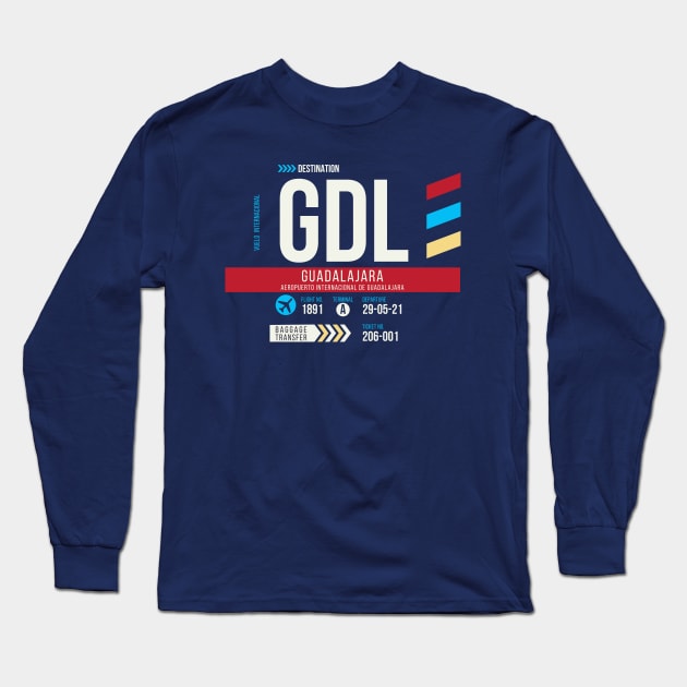 Guadalajara (GDL) Airport Code Baggage Tag C Long Sleeve T-Shirt by SLAG_Creative